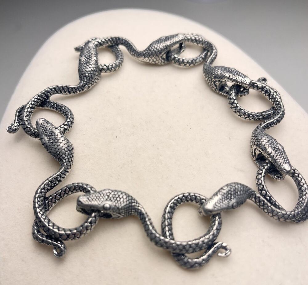 Alchemy Gothic Serpentine Snake Pewter Bracelet Gothic England 2003 Medium 8.25"
